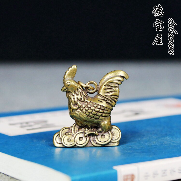 黄铜大吉大利钥匙扣吊坠招财鸡图片