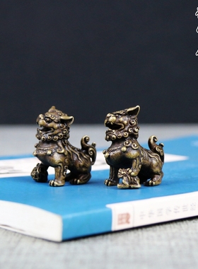 仿古风宫门实心武狮迷你桌面摆件