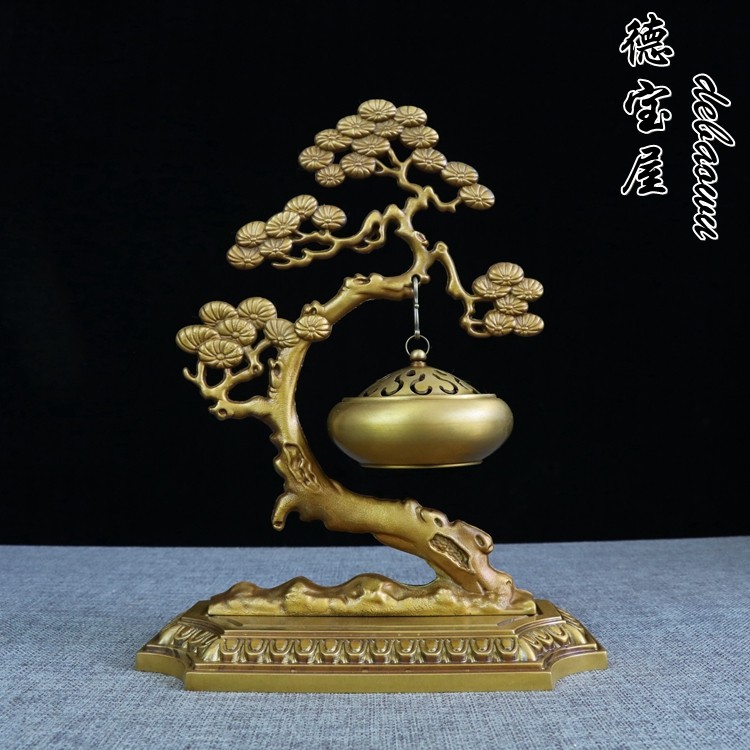 悬挂禅意沉香炉迎客松纯铜吊炉