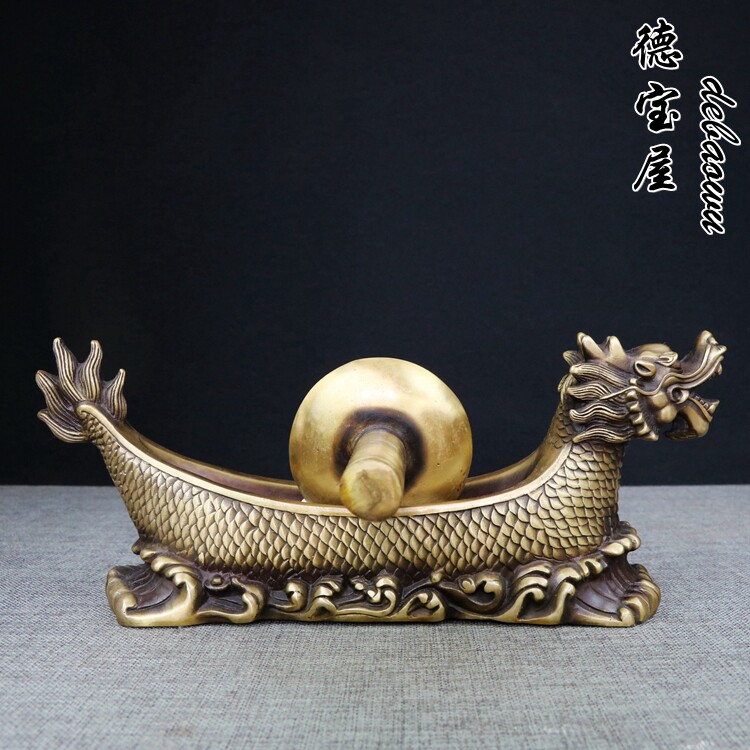纯铜古玩铜器龙头药碾子铜捣药槽中医药店药房中具摆件装饰品