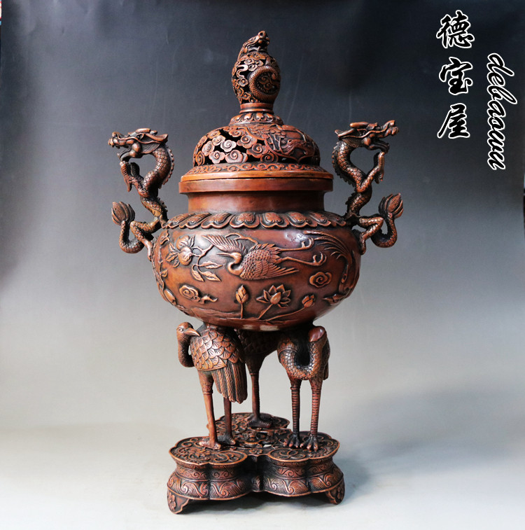 三鹤纯铜特大号居室工艺品熏香炉