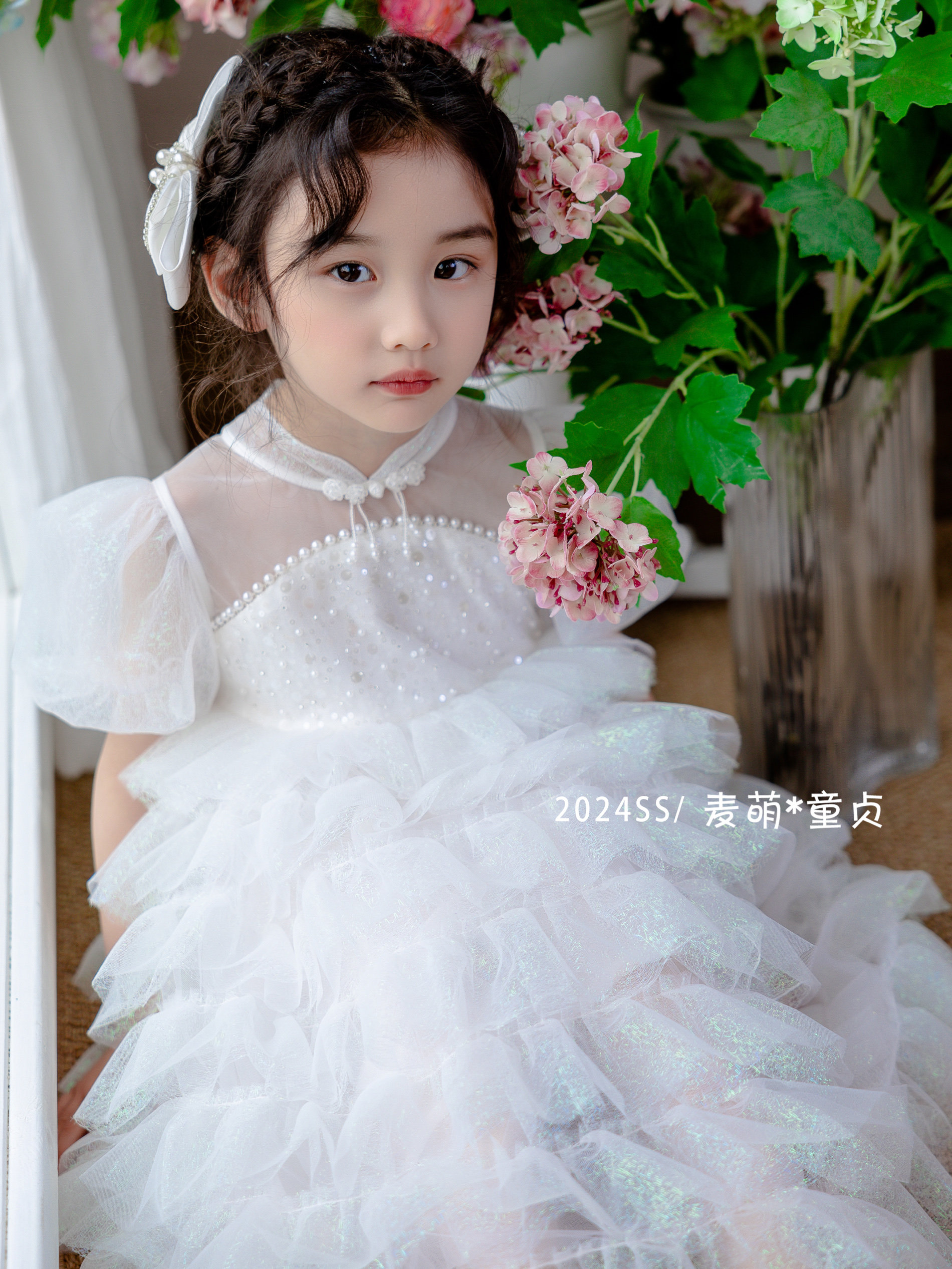 女童仙女公主裙2024夏季新款儿童连衣裙重工亮片生日礼服裙子