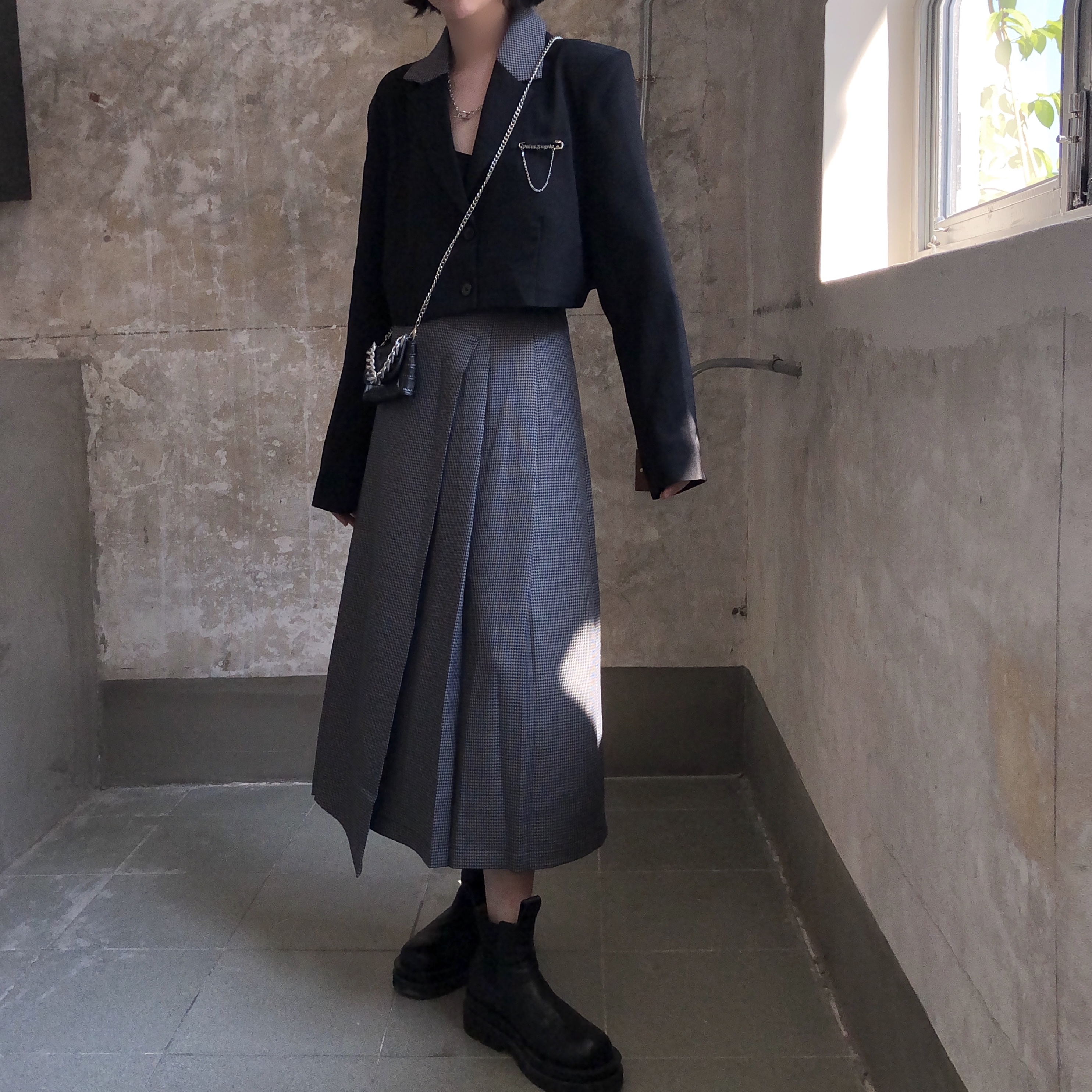 Real price short splicing suit top + irregular skirt mid length A-line skirt 1223912250