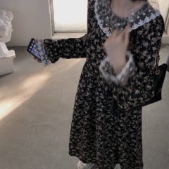 Women's medium length long sleeve bottomed long skirt