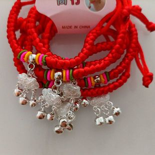 端午手工编织长命锁红绳手链婴儿宝宝儿童手绳脚链男女饰品礼物
