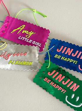 镭射款/超酷的名字吊牌 亮面皮质刺绣 可定制名字吊牌挂件