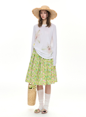 RomanceNanci 莱赛尔天丝凉感轻薄防晒罩衫宽松长袖印花T恤