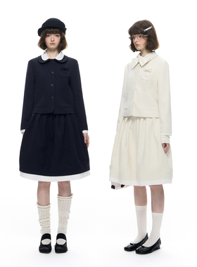Romance Nanci 精致假两件西装外套蓬蓬半裙套装可拆领