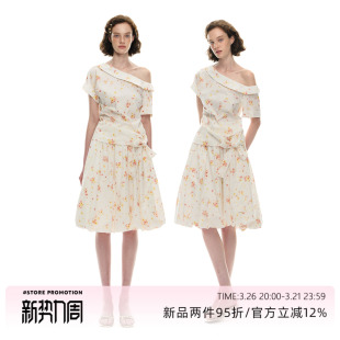 度假风晕染碎花斜肩上衣半裙套装 Romance Nanci3.26日20点