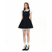 显瘦短袖 RomanceNanci 假两件连衣裙修身 小黑裙蓬蓬裙A字短裙