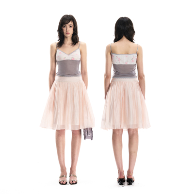 Romance nanci 3.4新 花卉网纱拼接吊带背心