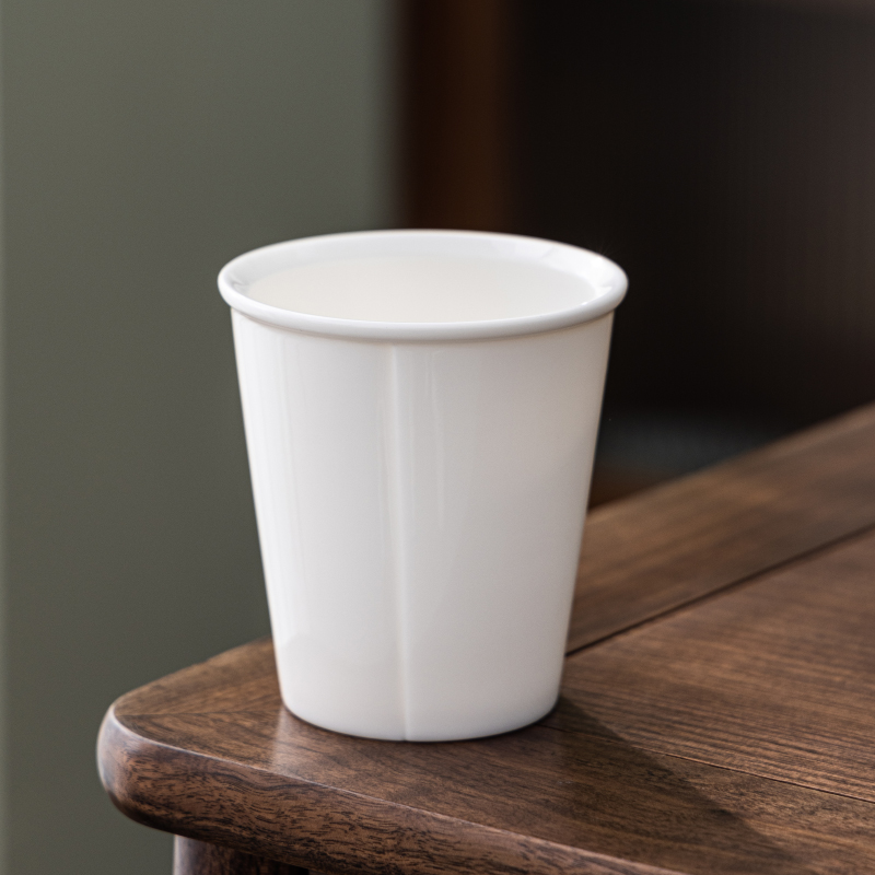 简约纯白陶瓷手握咖啡杯300ml