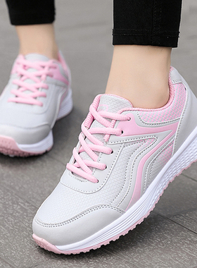 中年女鞋秋季皮面防水运动鞋防滑软底妈妈鞋中老年休闲旅游鞋波鞋