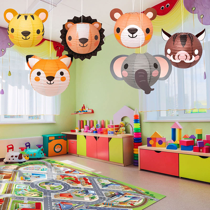 幼儿园开学季主题环创走廊过道挂饰教室天花板吊饰丛林动物灯笼