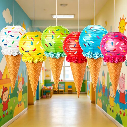 幼儿园六一冰淇淋甜筒灯笼吊饰