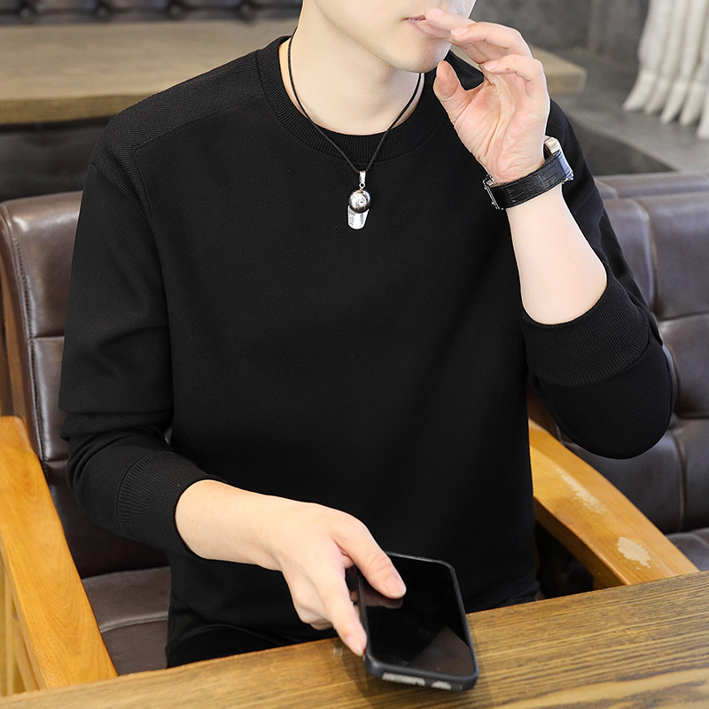 男士长袖套头卫衣春季新款韩版修身圆领卫衣时尚百搭长袖打底衫
