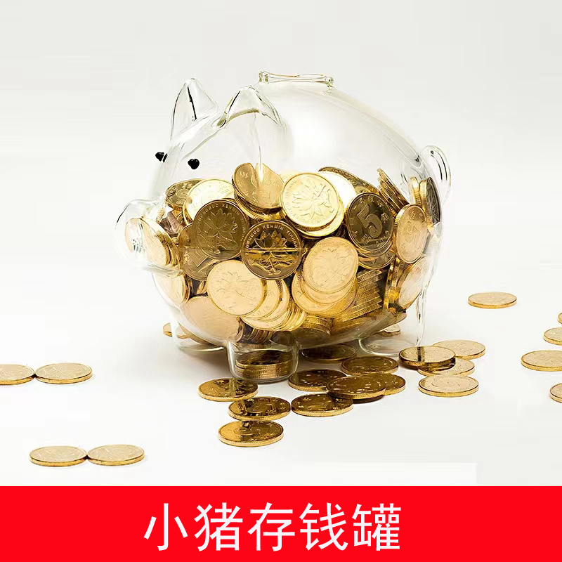 网红小猪存钱罐透明硬币储蓄罐零钱罐儿童可爱礼物玻璃款摆件成人