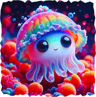 《彩色水母》萌宠木制异形不规则趣味形状亲子DIY地拼图puzzle礼