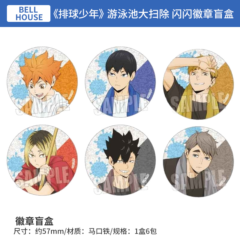 日本正版 排球少年 游泳池大扫除 闪闪徽章盲盒 周边谷子