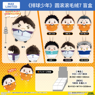 日本正版 排球少年圆滚滚毛绒玩偶挂件盲盒7 木兔光太郎 周边谷子