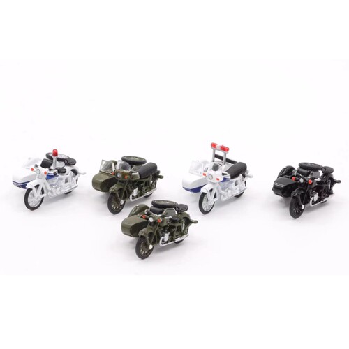 长江750摩托车模型 1:64合金军绿警车款 PERKA品牌彷真设计