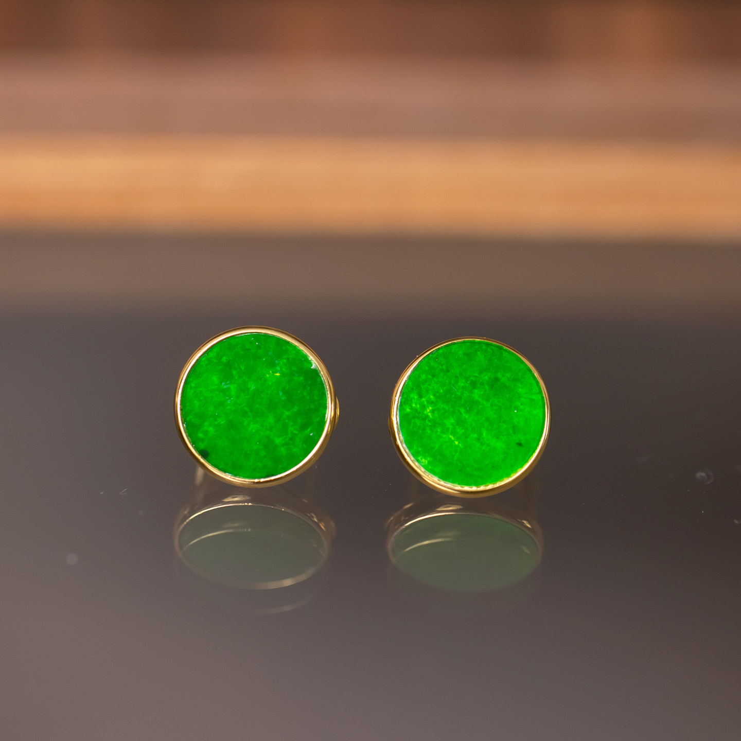 天然翡翠平安耳钉耳饰缅甸玉大气