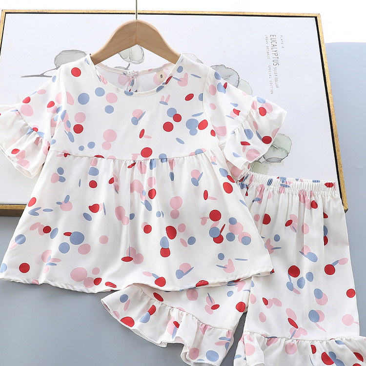 绵绸宽松女童家居服套装绵绸睡衣