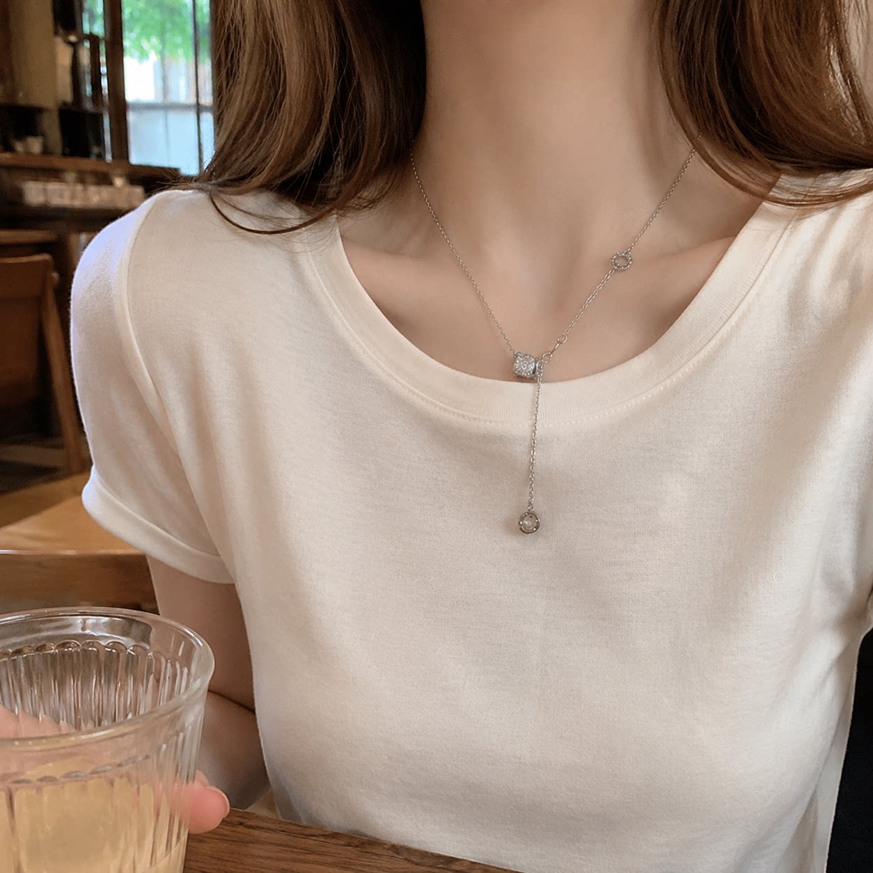 洗澡可戴钛钢不掉色流苏项链女