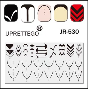 棋盘法式 涂 微笑线 530uprettego美甲钢板指甲印花模板圣诞 JR521