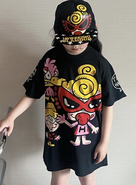 女童夏装2025新款裙子夏季时尚洋气时髦甜酷风连衣裙短袖T恤裙夏