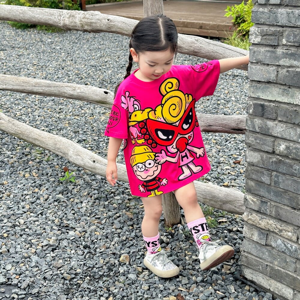 女童夏装2025新款中长款短袖T恤裙子夏季时尚洋气甜酷风连衣裙夏