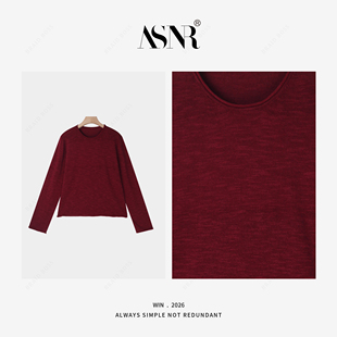 针织衫 BRAID 酒红色长袖 100%软软亚麻T·干爽呼吸感