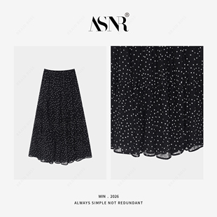 26年早春新款 裙长89 黑白波点半身裙 BRAID