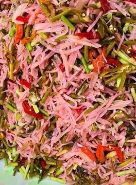 安康特产老坛泡菜丝农家泡萝卜酸辣椒豇豆蒜苔混合装750g酸坛子