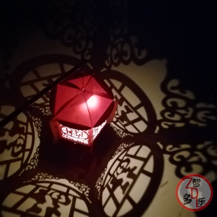 智多乐原创益智DIY手工复古五角宫灯五福临门纸雕大红灯笼材料包