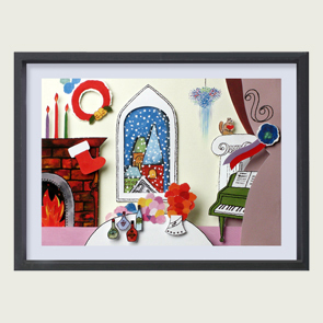 纸拼图某种幸福(立体紙雕)纸浮雕带画框纸质DIY立体3D纸模型