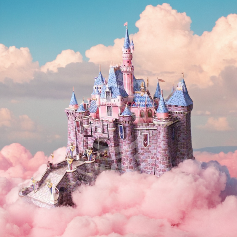 纸拼图40cm迪斯尼睡美人城堡3D纸模型著名建筑DIY小屋手作防水