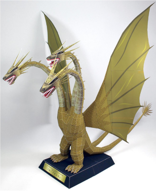 手工益智diy纸拼图基多拉三头龙动漫手办人偶3d折纸立体纸模型