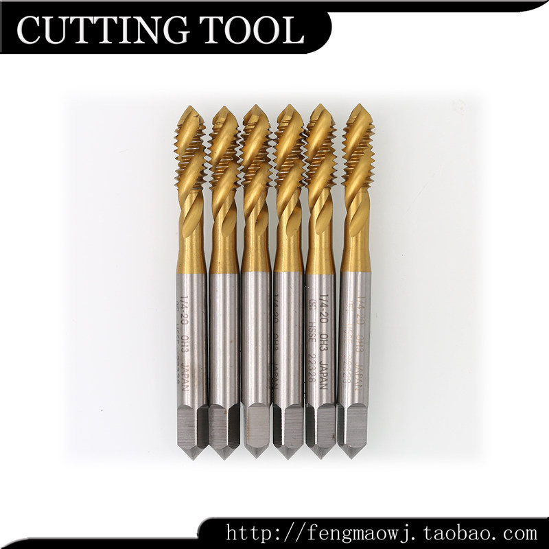 进口二手日本OSG HSSE OH3 1/4-20 镀钛螺旋丝攻机用丝锥用于盲孔