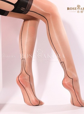 珞樱极光超薄纯色网纱吊带一体款锁眼美腿丝袜丝滑珠光长筒袜7368