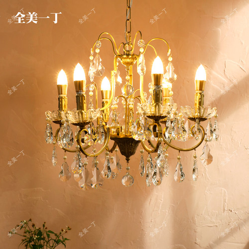 全美一丁黄铜法式卧室水晶吊灯