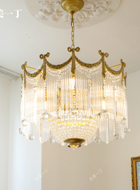 全美一丁法式复古全铜蝴蝶结流苏水晶灯唯美浪漫客厅灯餐厅吊灯