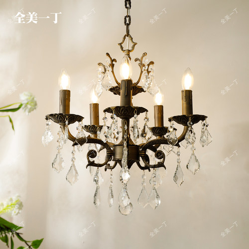 全美一丁法式水晶复古黄铜卧室灯