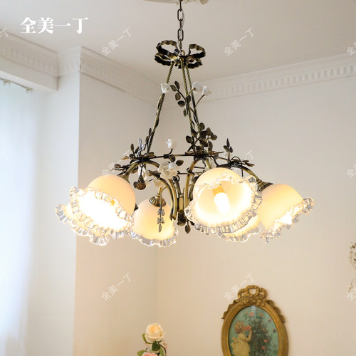 全美一丁法式田园黄铜吊灯玫瑰古典浪漫复古花朵客厅卧室餐厅吊灯