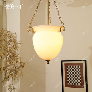 全美一丁法式复古全铜玻璃吊灯花苞客厅餐厅卧室过道玄关楼梯吊灯