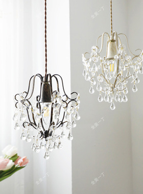 全美一丁法式复古花篮水滴个性卧室床头欧式中古阳台水晶美式吊灯