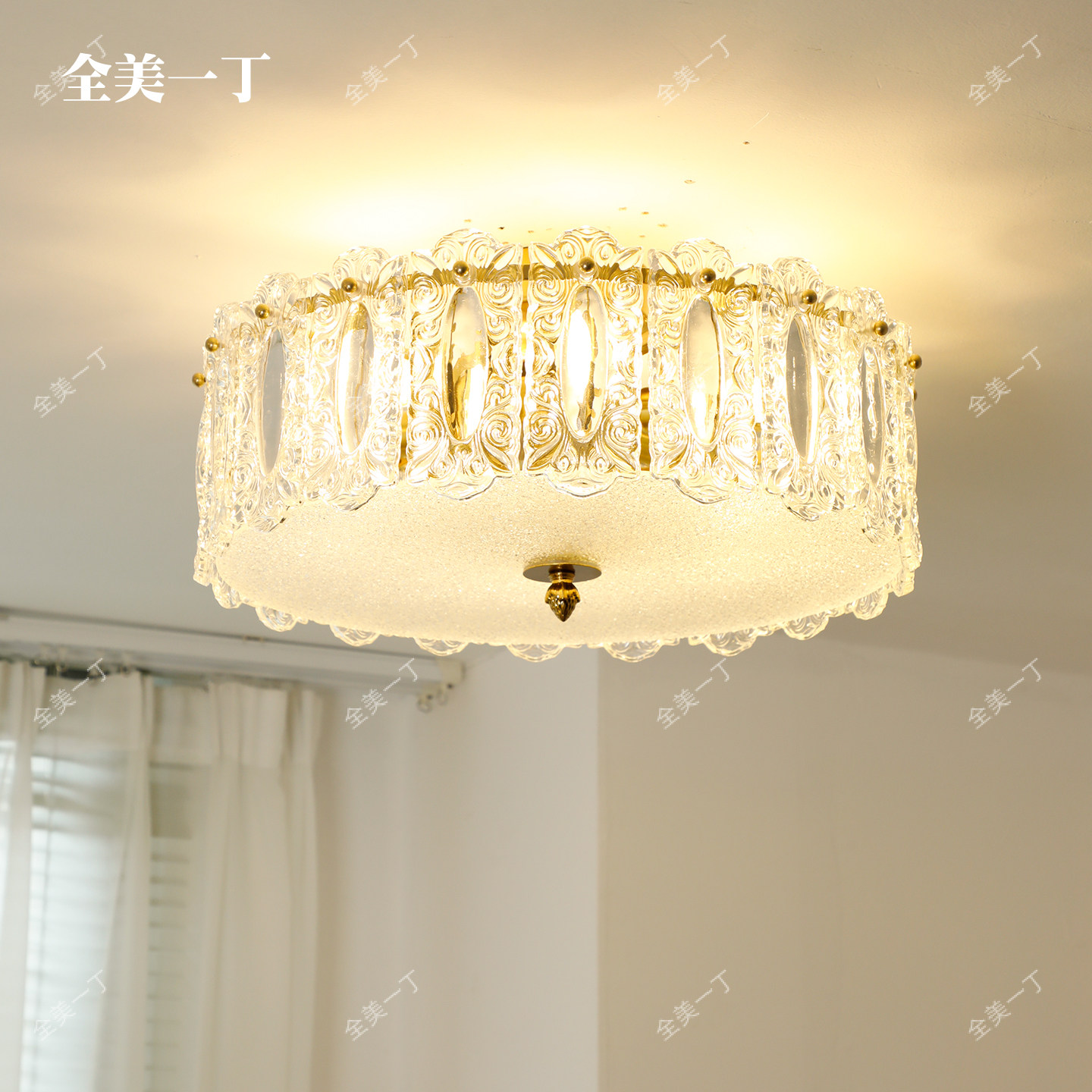 全美一丁 吸顶灯 美式复古好莱坞玻璃  法式卧室餐厅客厅智能灯具