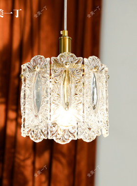 全美一丁美式法式复古雕刻花纹玻璃吊灯轻奢卧室客厅餐厅床头吊灯