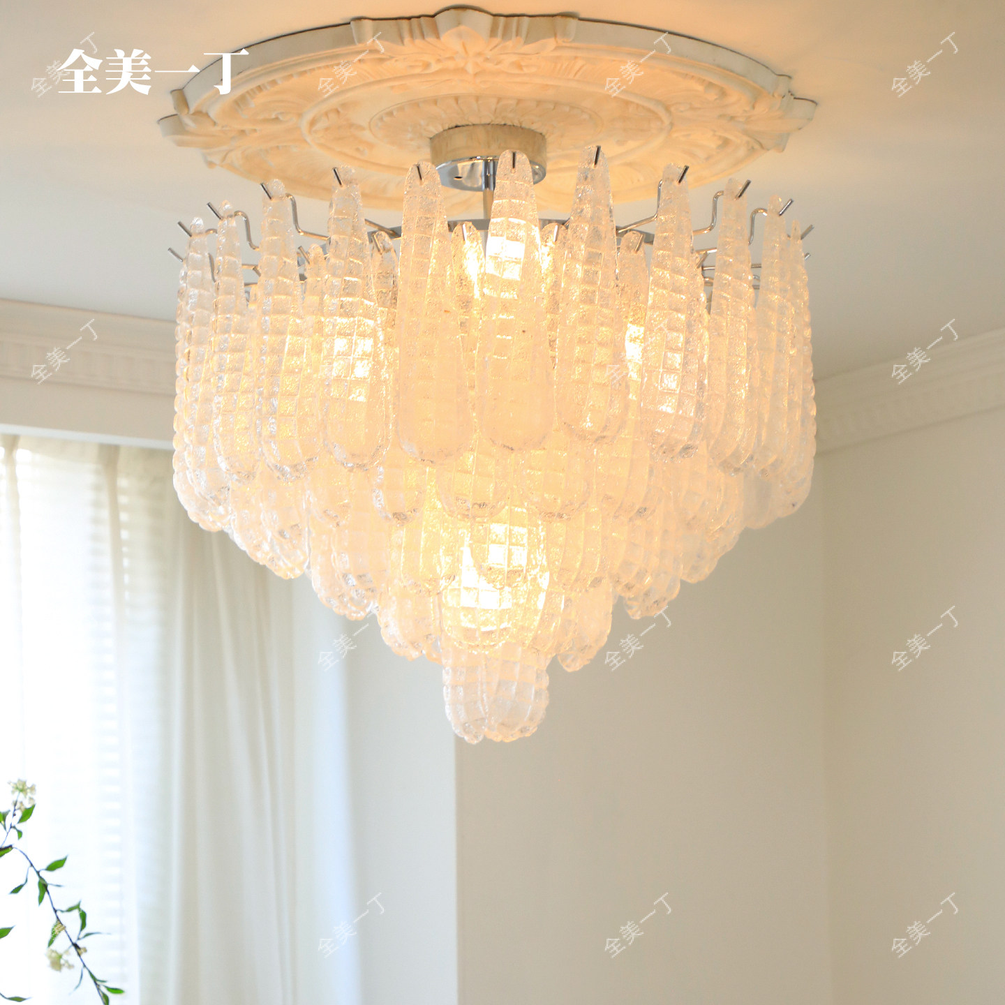 中古手工玻璃全美一丁吸顶灯