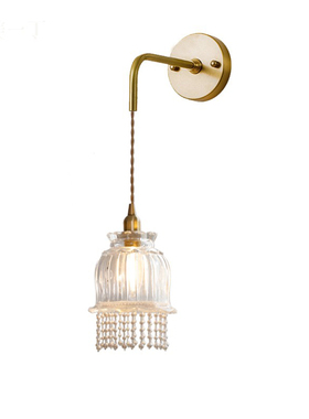 全美一丁轻奢美式法式珍珠壁灯玻璃床头灯公主风现代简约壁灯